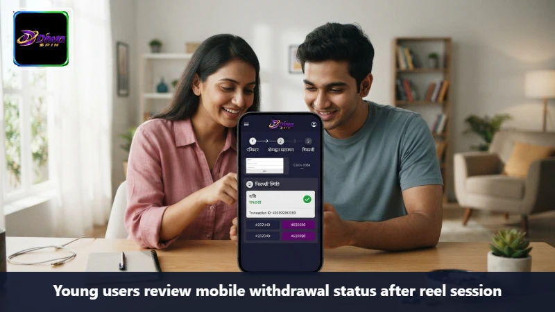 Young users review mobile withdrawal status after reel session